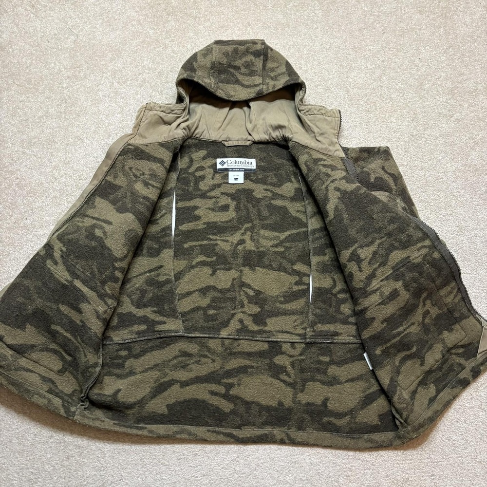 Columbia Men's Camouflage Hooded Field Jacket - Olive Green & Dark Green - Picture 4 of 13
